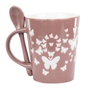 Bögre kanállal 330ml pillangós, rózsaszín - PAPILLON