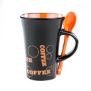 Bögre kanállal, fekete-narancssárga - COLORIS