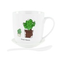 Bögre tányérral és kanállal, 2 kaktusszal - CACTUS FAMILY