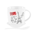 Bögre tányérral és kanállal, believe - PARIS