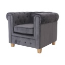 Chesterfield bársony fotel, sötétszürke - OXFORD