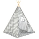 Cikk-cakk mintás játszósátor, szürke-fehér - TIPI