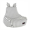 Csíkos nyuszifüles babzsákfotel, szürke-fehér - ZOO