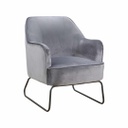 Csővázas bársonyfotel, szürke - LUNE