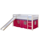 Csúszdás galériás ágykeret, 90x200 cm, ciklámen - ELFES