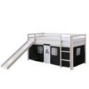 Csúszdás galériás ágykeret, 90x200 cm, fekete - A L'ABORDAGE