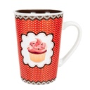 Cupcake mintás pöttyös bögre, piros 3 dl - MUFFIN