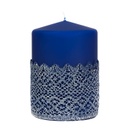 Díszgyertya henger, kék - DENTELLE