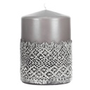 Díszgyertya henger, szürke - DENTELLE