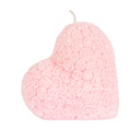 Díszgyertya szív rózsa mintával virág illattal, világos rózsaszín - VALENTIN