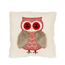 Díszpárna piros bagollyal 23 cm  - OWL MANIA