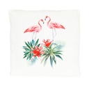 Díszpárna töltettel flamingó és levél mintával - FLAMINGO