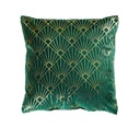 Díszpárna, zöld és arany mintás - ART DECO