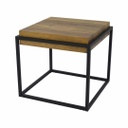 Dohányzóasztal fém vázzal, 54x54 cm, diófa - SETUBAL