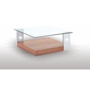 Dohányzóasztal üveglappal, szilva - magasfényű fehér - FLORE