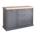 Egyajtós komód, 3 fiókkal, szürke-diófa - MISSISSIPPI