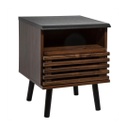 Egyajtós éjjeliszekrény, polccal, diófa-fekete - ETHNIQUE