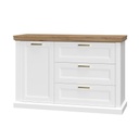 Egyajtós komód, 3 fiókkal, fehér-diófa - ALABAMA