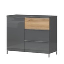 Egyajtós komód, 3 fiókkal, antracit-tölgy - BISE