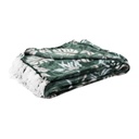 Dzsungel mintás pléd, rojtokkal, 125x150 cm, sötétzöld - PRINTEMPS