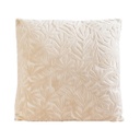 Domború levélmintás díszpárna, 40x40 cm, krémszínű - GIVRE