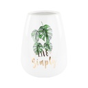 Dzsungel mintás váza, 18 cm, fehér - MONSTERA