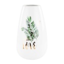 Dzsungel mintás váza, 23,5 cm, fehér - MONSTERA