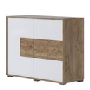 Egyajtós komód, 3 fiókkal, fehér-dohánytölgy - PABLO