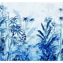 Egzotikus dzsungel növényvilágát ábrázoló tapéta, 300x280 cm, kék - REVE BLEU