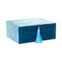 Ékszertartó doboz tükörrel, szürkéskék  - ART DECO