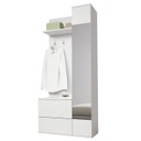 Előszobafal, tükörrel és tárolókkal, fehér - MINIMALISTE