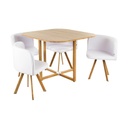 Étkező szett, 4 fehér textilbőr székkel - PTIT DEJ