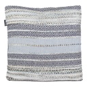 Etno mintás díszpárna, világoskék csíkokkal, 45x45 cm, zöld-szürke - GRASSE