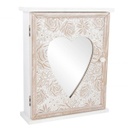Fali kulcstartó szekrény, tükrös - HEART
