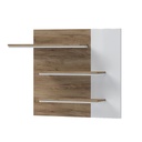 Fali panel, 3 polccal, fehér-dohánytölgy - PABLO