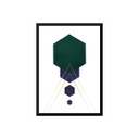 Falikép, hexagonok, 30x40 cm, sötétzöld - GEOMETRIC