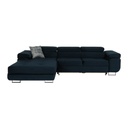 Fejtámlás kinyitható sarok ülőgarnitúra, jobbos, sötétkék - BOULOGNE