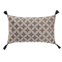 Fekete-arany mintás díszpárna, rojtokkal, 30x50 cm, bézs - TIPI