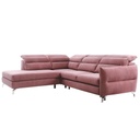 Fejtámlás kinyitható sarok ülőgarnitúra, balos, rózsaszín - PAULA