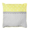 Fehér mintás díszpárna, 40x40 cm, sárga-szürke - HORIZON