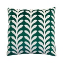 Fehér levél mintás díszpárna, 40x40 cm, sötétzöld - GUIRLANDE