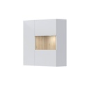 Faliszekrény, LED világítással, fehér-bükkfa - OSLO