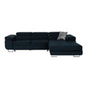 Fejtámlás kinyitható sarok ülőgarnitúra, balos, sötétkék - BOULOGNE