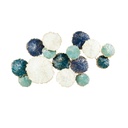 Fém fali dekoráció, kék árnyalatos - ART DECO