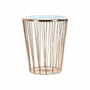 Fém dohányzóasztal, 40 cm, arany-türkiz - FEUILLANTINE