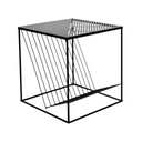 Fém kisasztal újságtartóval, fekete - ASTORIA