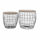Fém kosaras kisasztal szett 2 db fekete vázzal, csíkos  mintával - MICHIGAN