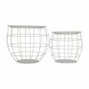 Fém kosaras kisasztal szett 2 db, fehér - MONTANA