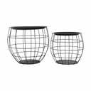 Fém kosaras kisasztal szett 2 db, fekete - MONTANA