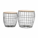 Fém kosaras kisasztal szett 2 db, fekete vázzal - DAKOTA